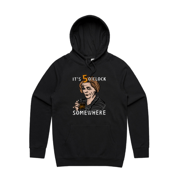 S / Black / Large Front Design It's 5 o'clock Somewhere ⌚ - Unisex Hoodie