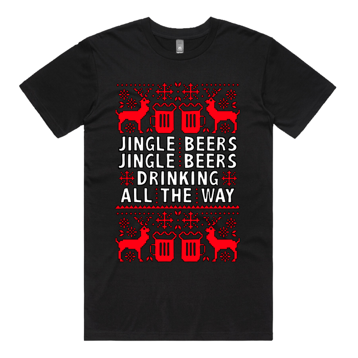 S / Black / Large Front Design Jingle Beers 🔔🍻 – Men's T Shirt