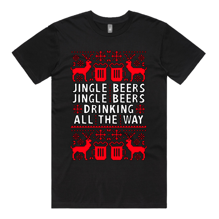 S / Black / Large Front Design Jingle Beers 🔔🍻 – Men's T Shirt