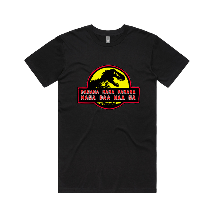 S / Black / Large Front Design Jurassic Park Theme 🦕 - Men's T Shirt