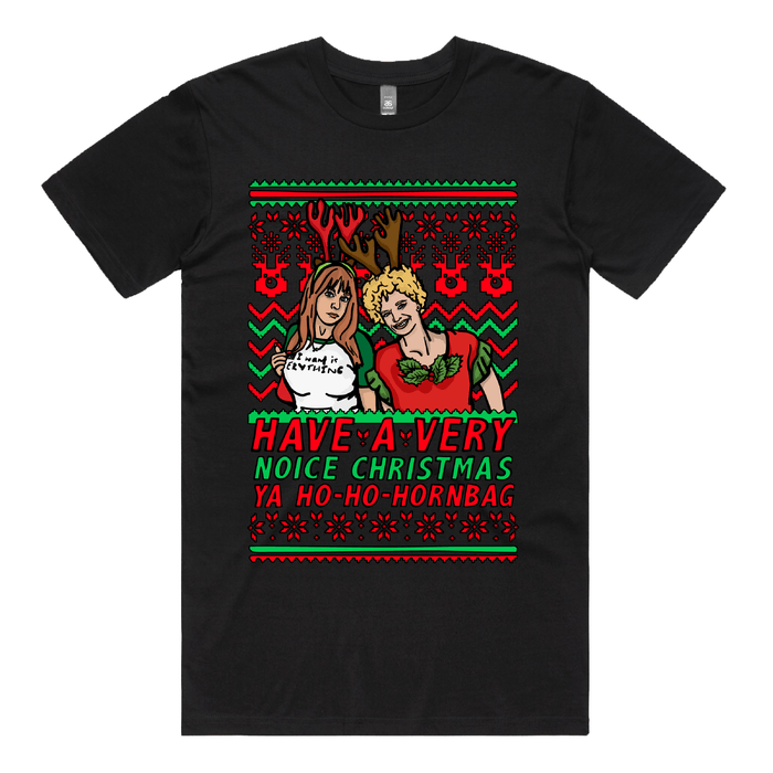 S / Black / Large Front Design Kath & Kim Christmas Pattern 😈🎄 – Men's T Shirt
