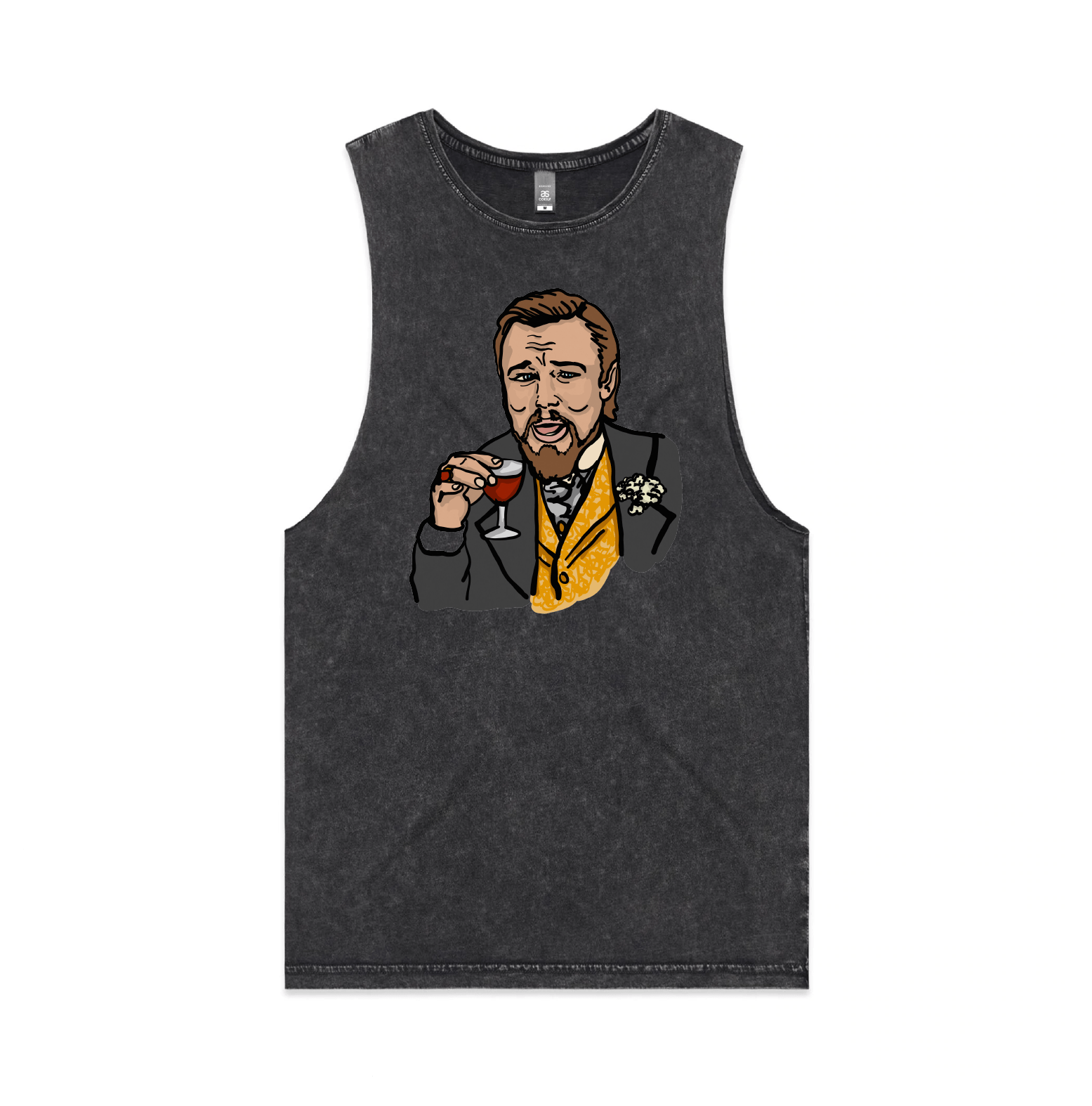 S / Black / Large Front Design Laughing Leo 🍷 - Tank