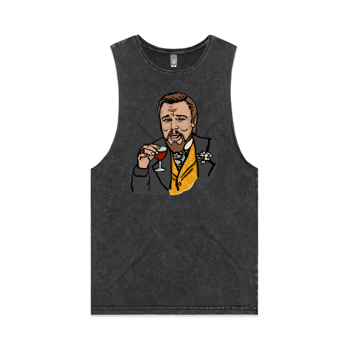 S / Black / Large Front Design Laughing Leo 🍷 - Tank