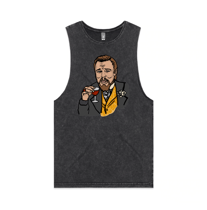 S / Black / Large Front Design Laughing Leo 🍷 - Tank