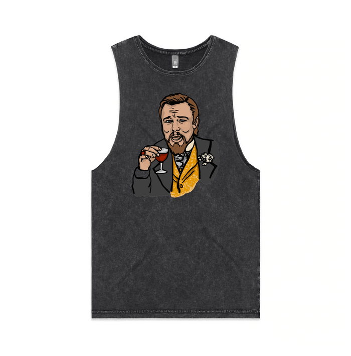 S / Black / Large Front Design Laughing Leo 🍷 - Tank