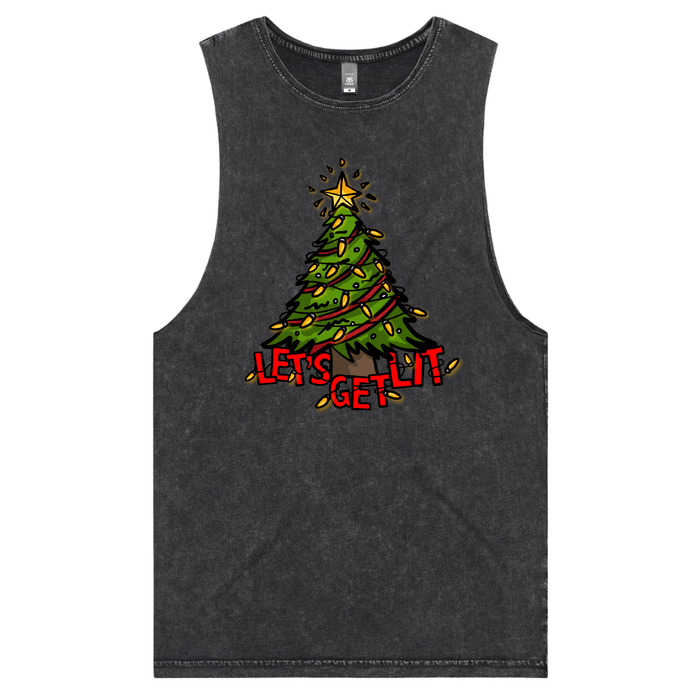 S / Black / Large Front Design Let’s Get Lit 🎄💡 – Tank