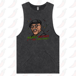 S / Black / Large Front Design Merry Mother F**** Christmas 👨🏾‍🦲🎄- Tank