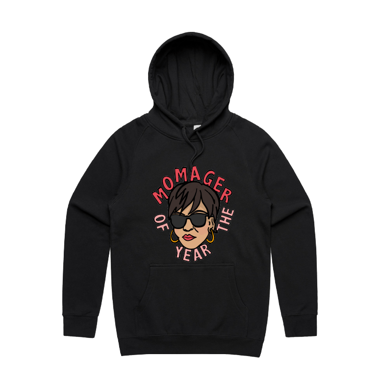 S / Black / Large Front Design Momager 🕶️ - Unisex Hoodie