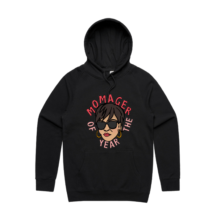 S / Black / Large Front Design Momager 🕶️ - Unisex Hoodie