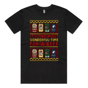 S / Black / Large Front Design Most Wonderful Time For A Beer 🎁🍻 – Men's T Shirt