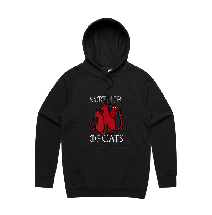 S / Black / Large Front Design Mother of Cats 🐈 - Unisex Hoodie