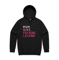 S / Black / Large Front Design Mum. Wife. Legend 🏅 - Unisex Hoodie