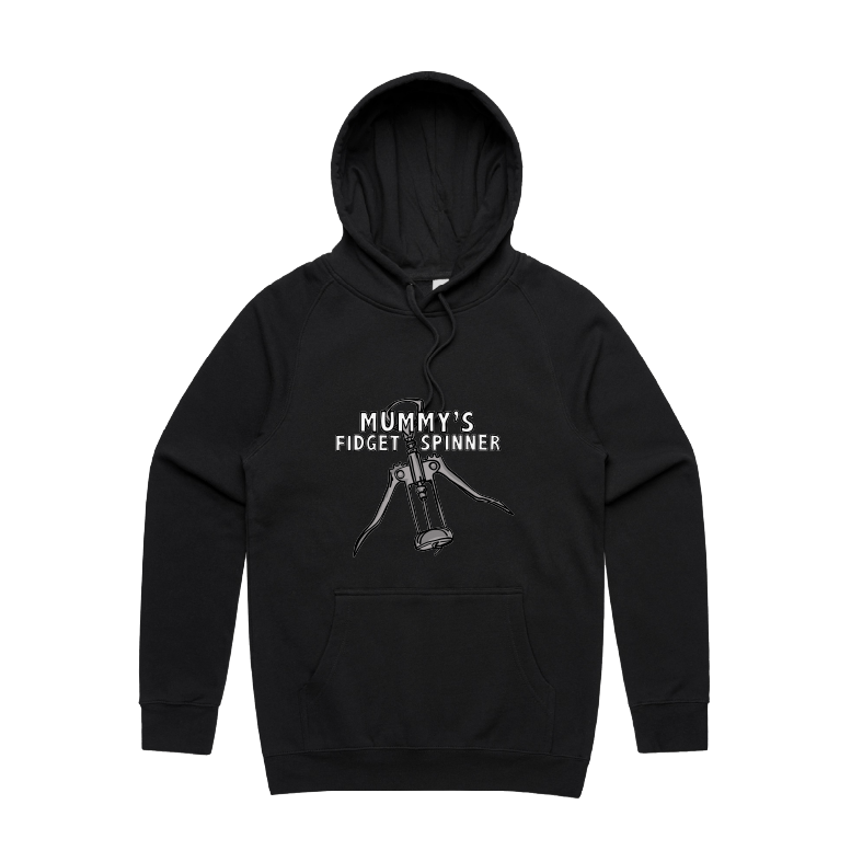 S / Black / Large Front Design Mummy's Fidget Spinner 🍷 - Unisex Hoodie