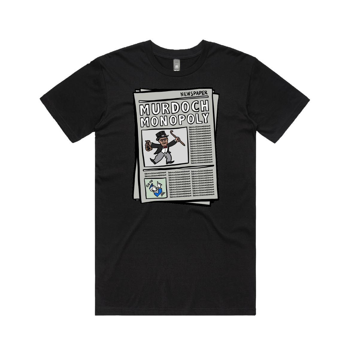 S / Black / Large Front Design Murdoch Monopoly 📰 - Men's T Shirt