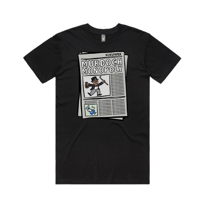 S / Black / Large Front Design Murdoch Monopoly 📰 - Men's T Shirt