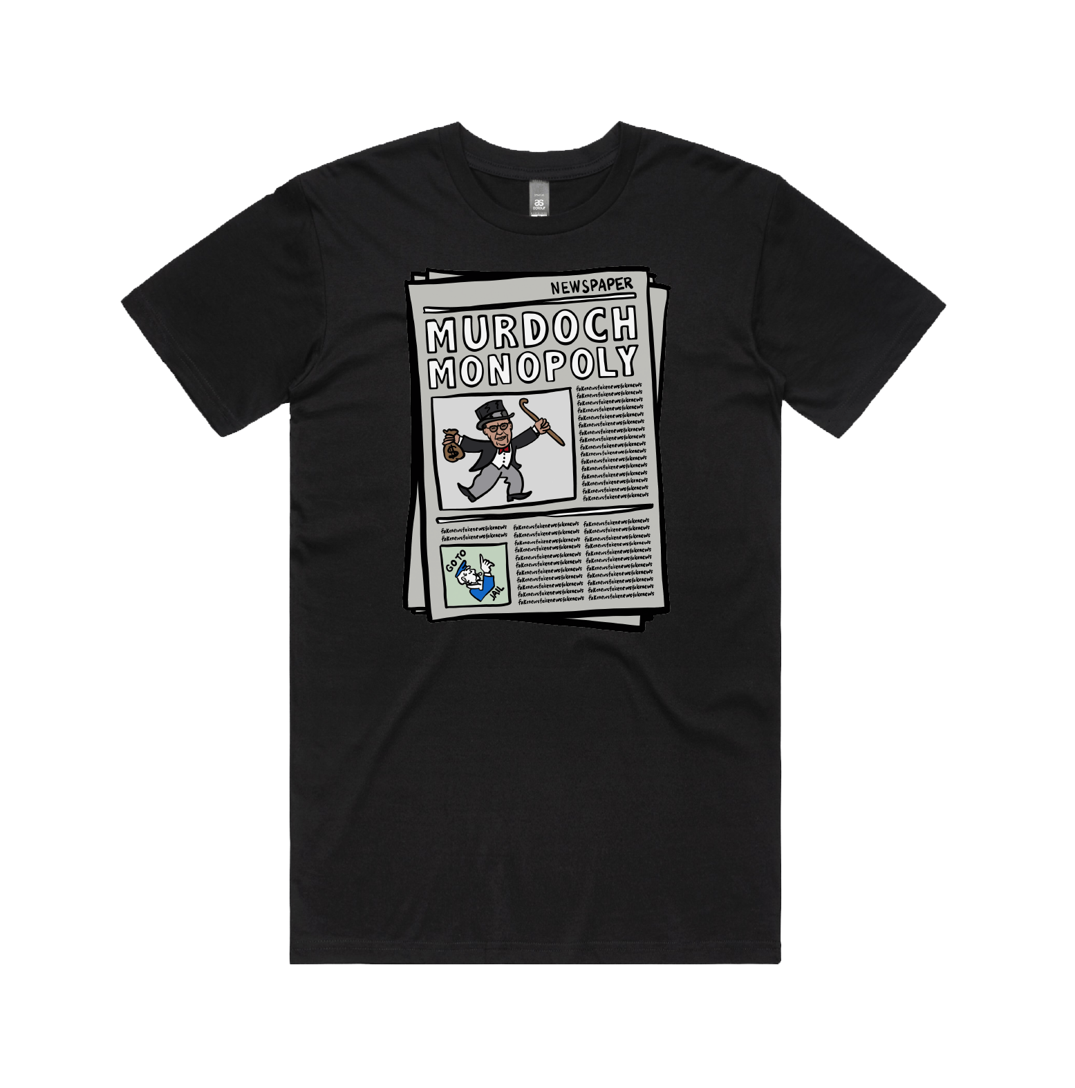 S / Black / Large Front Design Murdoch Monopoly 📰 - Men's T Shirt