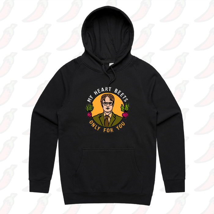 S / Black / Large Front Design My Heart Beets For You 💓 - Unisex Hoodie