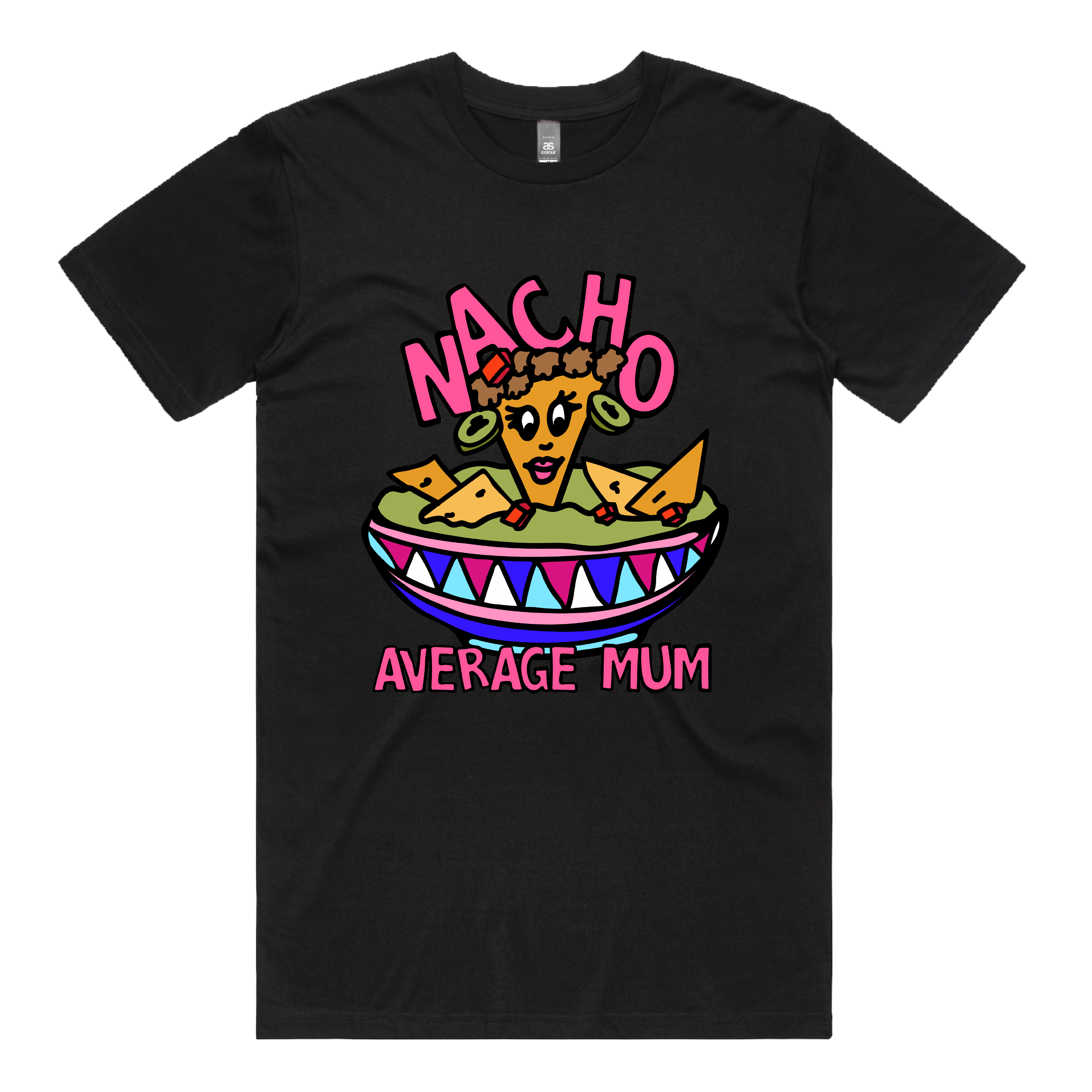 S / Black / Large Front Design Nacho Average Mum 😉 – Men's T Shirt