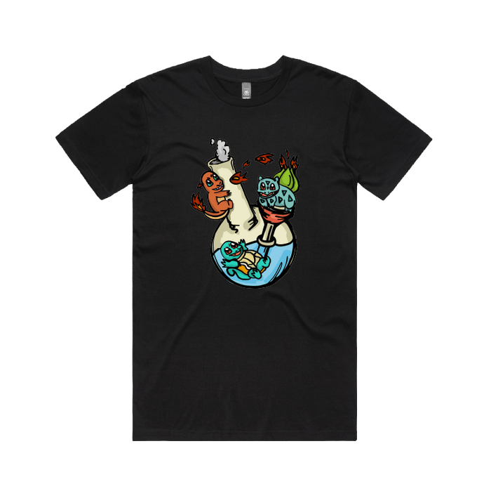 S / Black / Large Front Design Pokebong 🦎 - Men's T Shirt