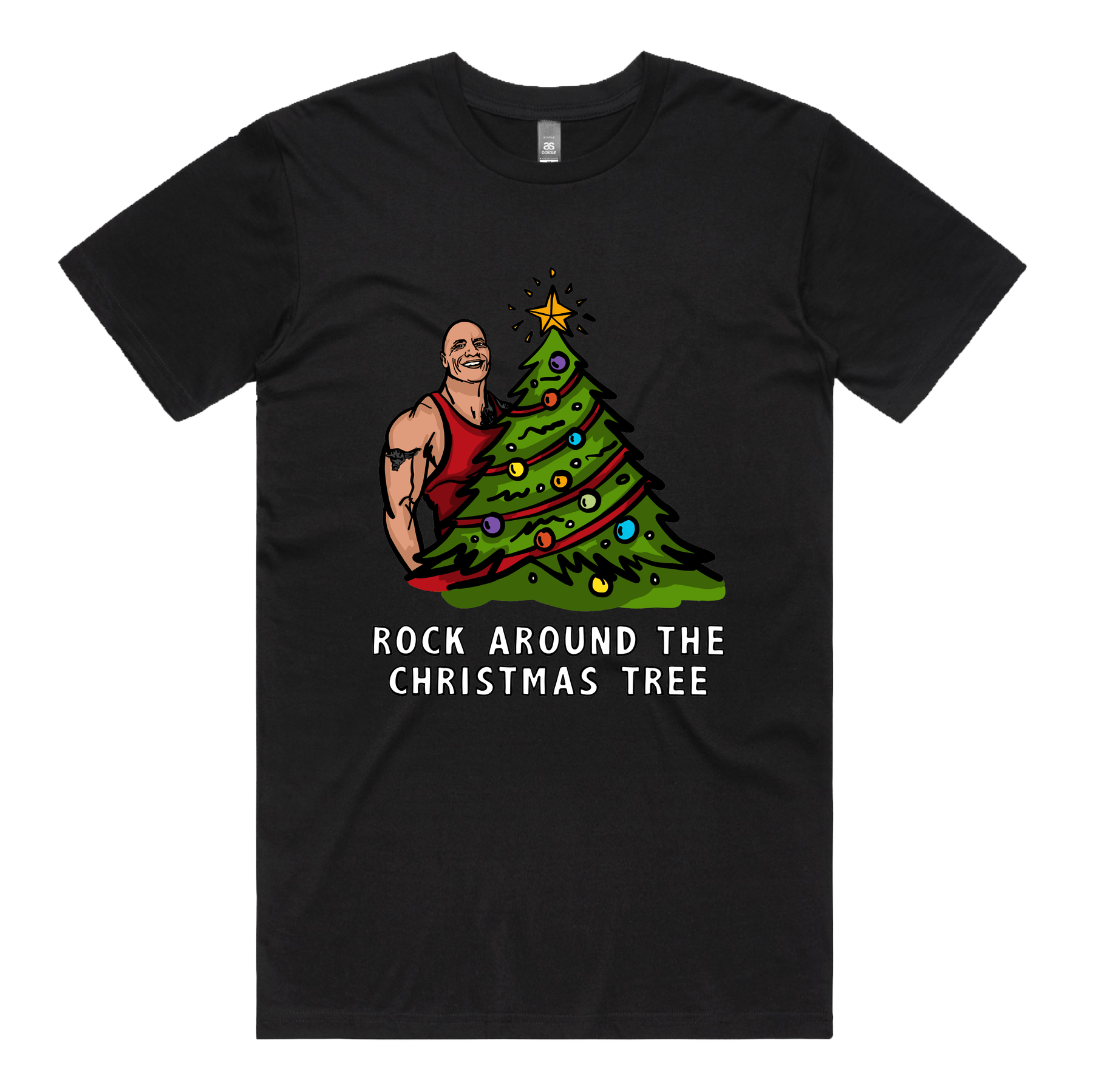 S / Black / Large Front Design Rock Around The Christmas Tree 🎄 - Men's T Shirt