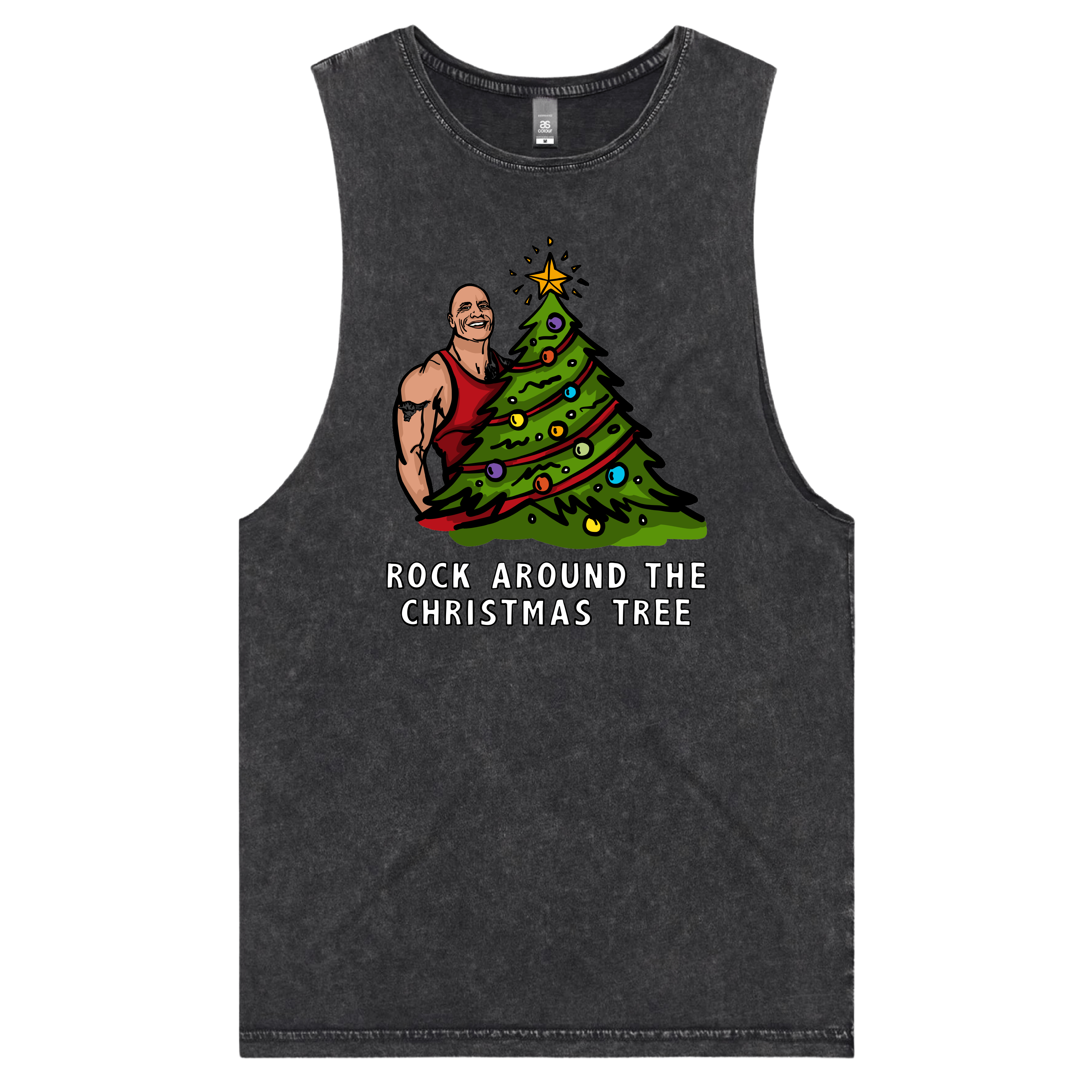 S / Black / Large Front Design Rock Around The Christmas Tree 🎄 - Tank