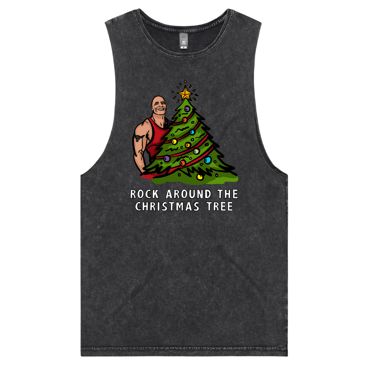 S / Black / Large Front Design Rock Around The Christmas Tree 🎄 - Tank