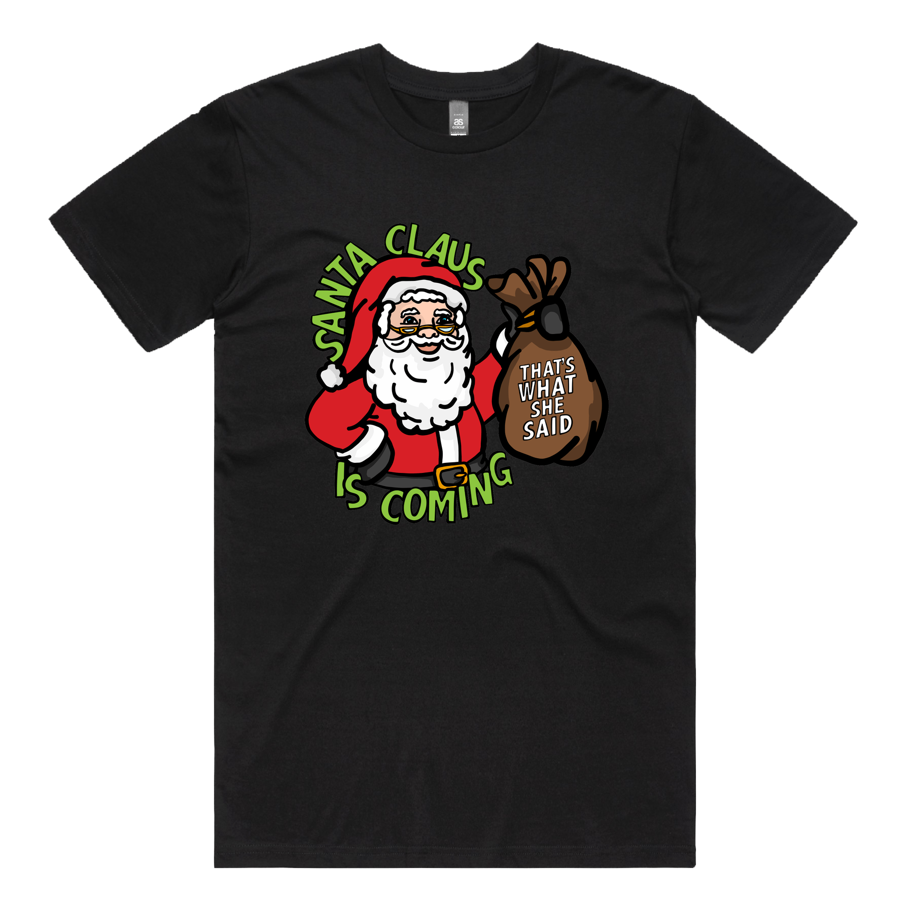 S / Black / Large Front Design Santa is Coming 🎅🎄 - Men's T Shirt