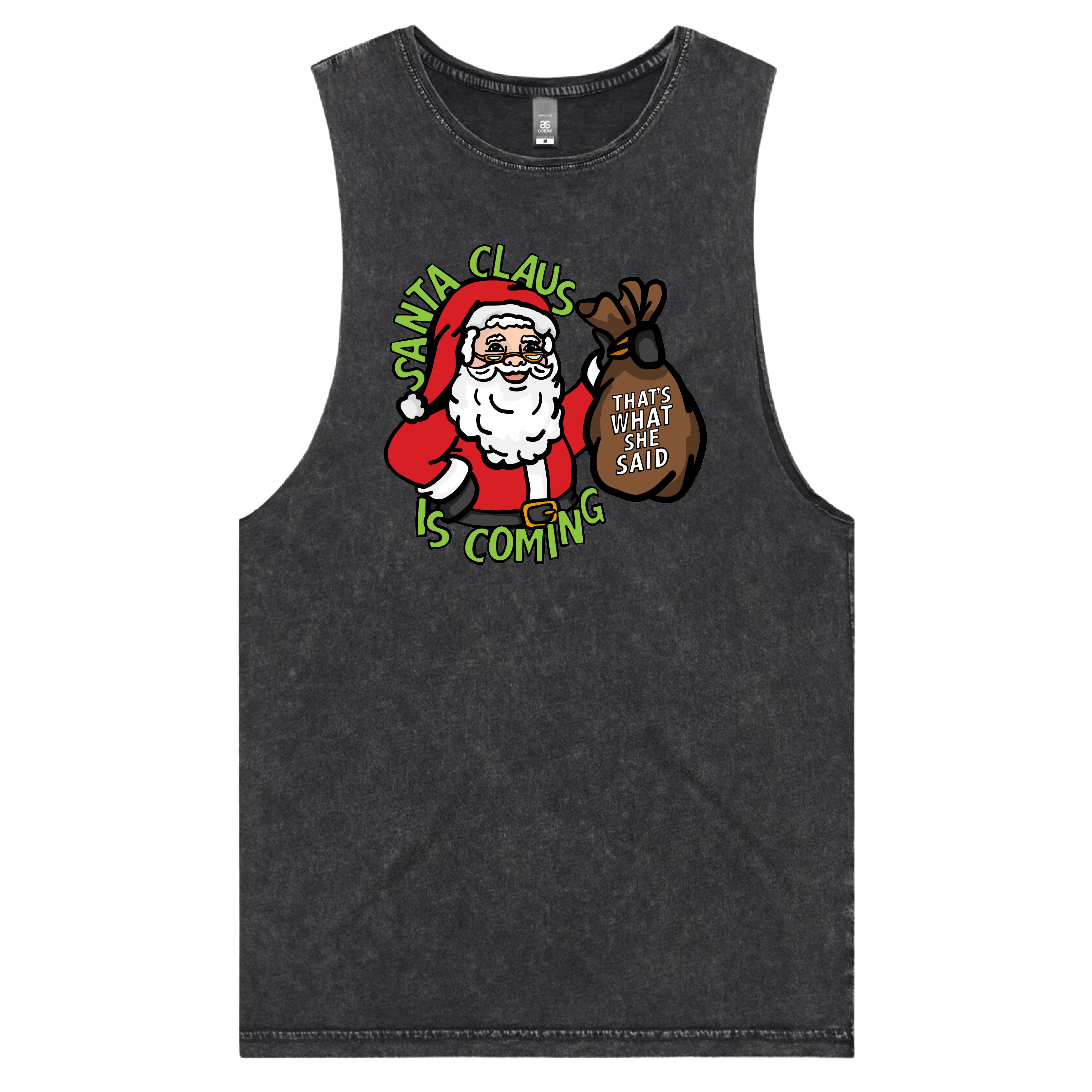 S / Black / Large Front Design Santa is Coming 🎅🎄- Tank