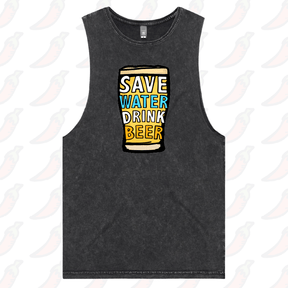 S / Black / Large Front Design Save Water Drink Beer 🚱🍺 - Tank