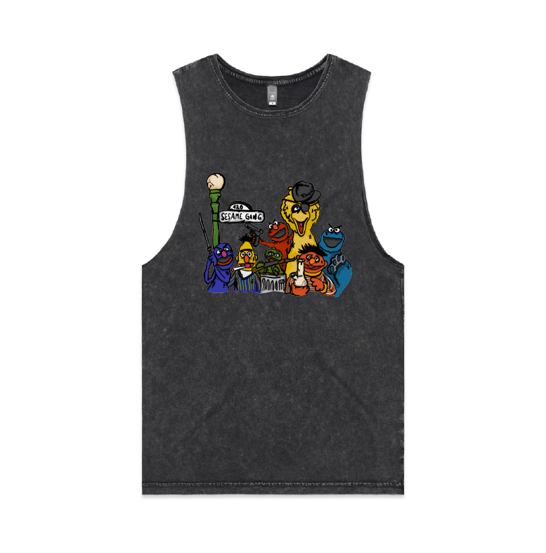 S / Black / Large Front Design Sesame Gang 🥴 - Tank
