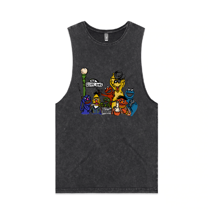 S / Black / Large Front Design Sesame Gang 🥴 - Tank