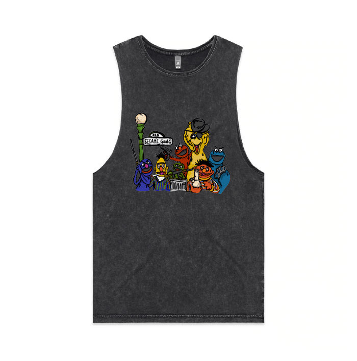 S / Black / Large Front Design Sesame Gang 🥴 - Tank
