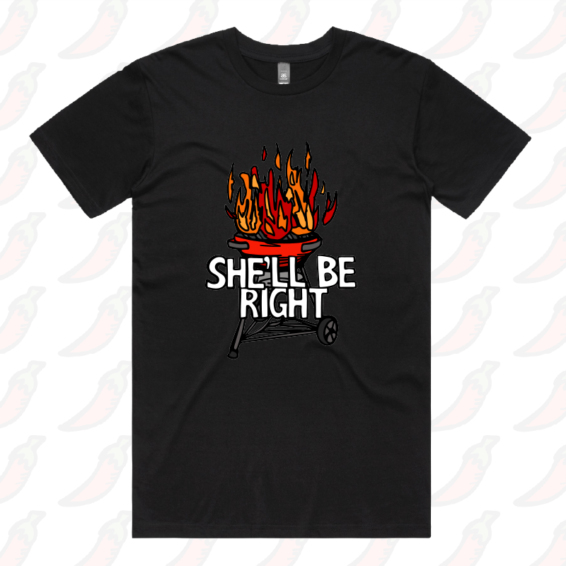 S / Black / Large Front Design She’ll Be Right BBQ 🤷🔥 – Men's T Shirt