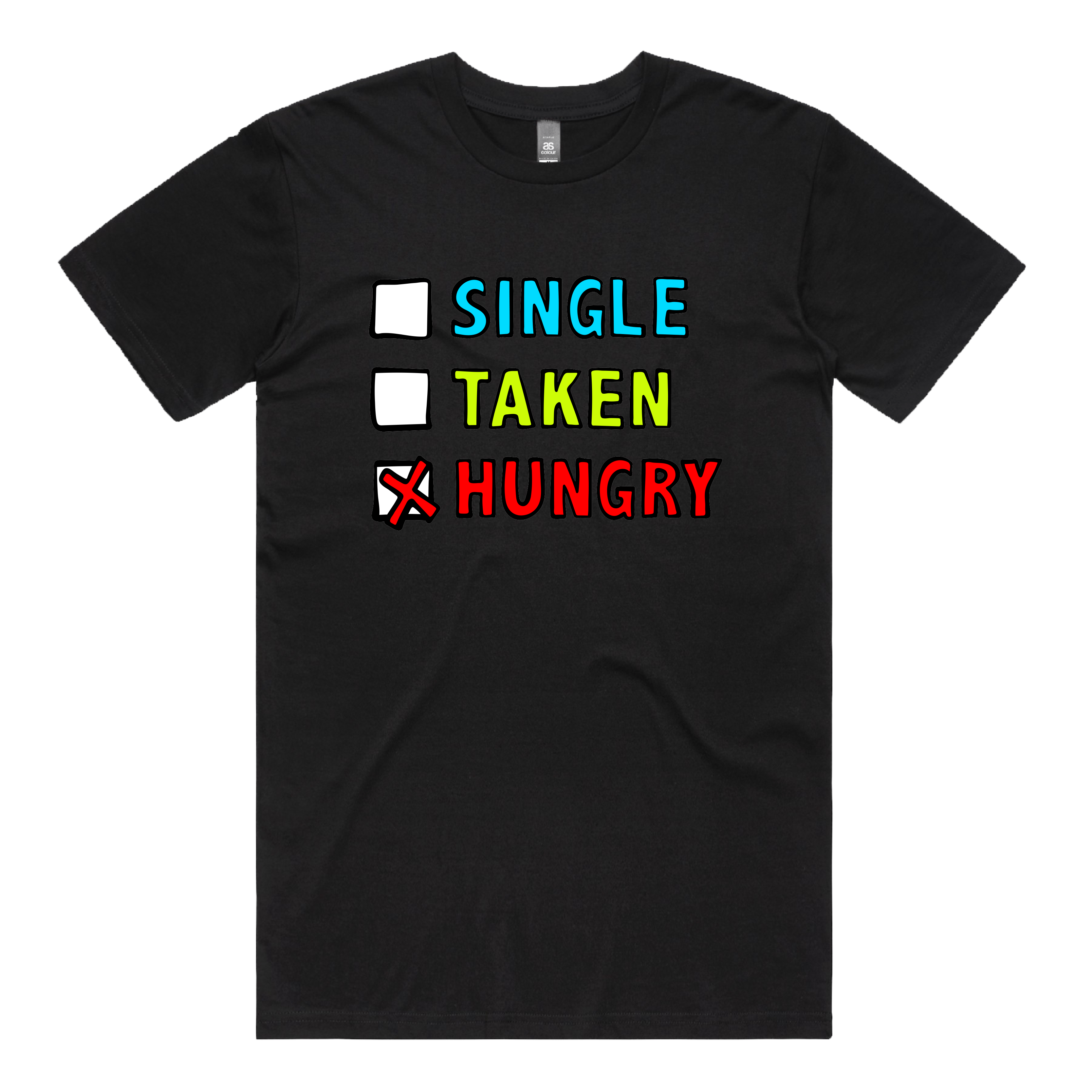 S / Black / Large Front Design Single Taken Hungry 🍔🍟 - Men's T Shirt