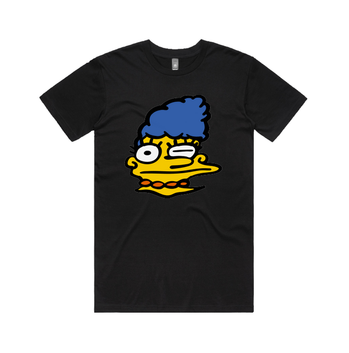 S / Black / Large Front Design Smeared Marge 👕 - Men's T Shirt
