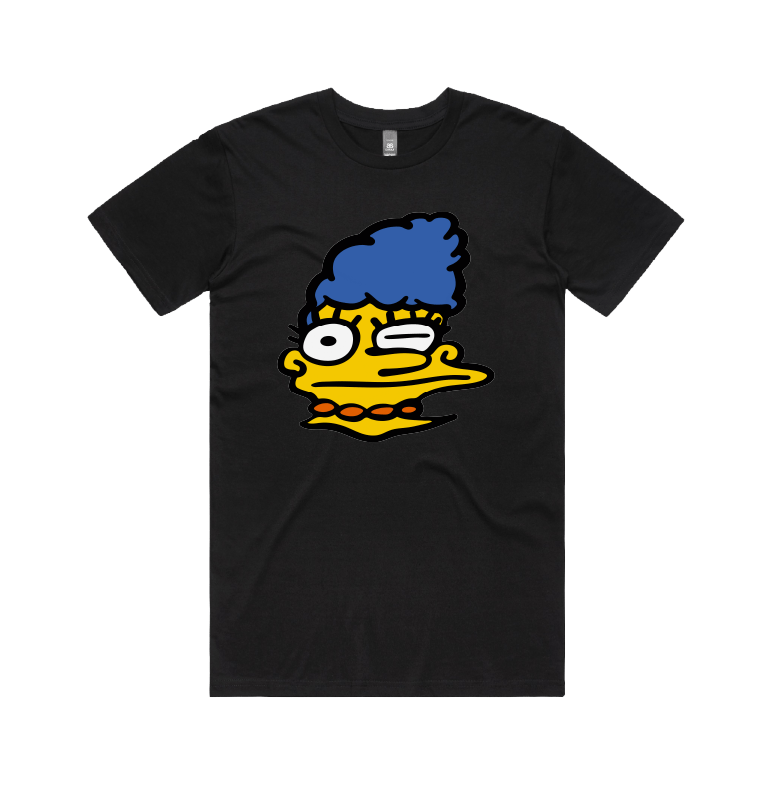S / Black / Large Front Design Smeared Marge 👕 - Men's T Shirt