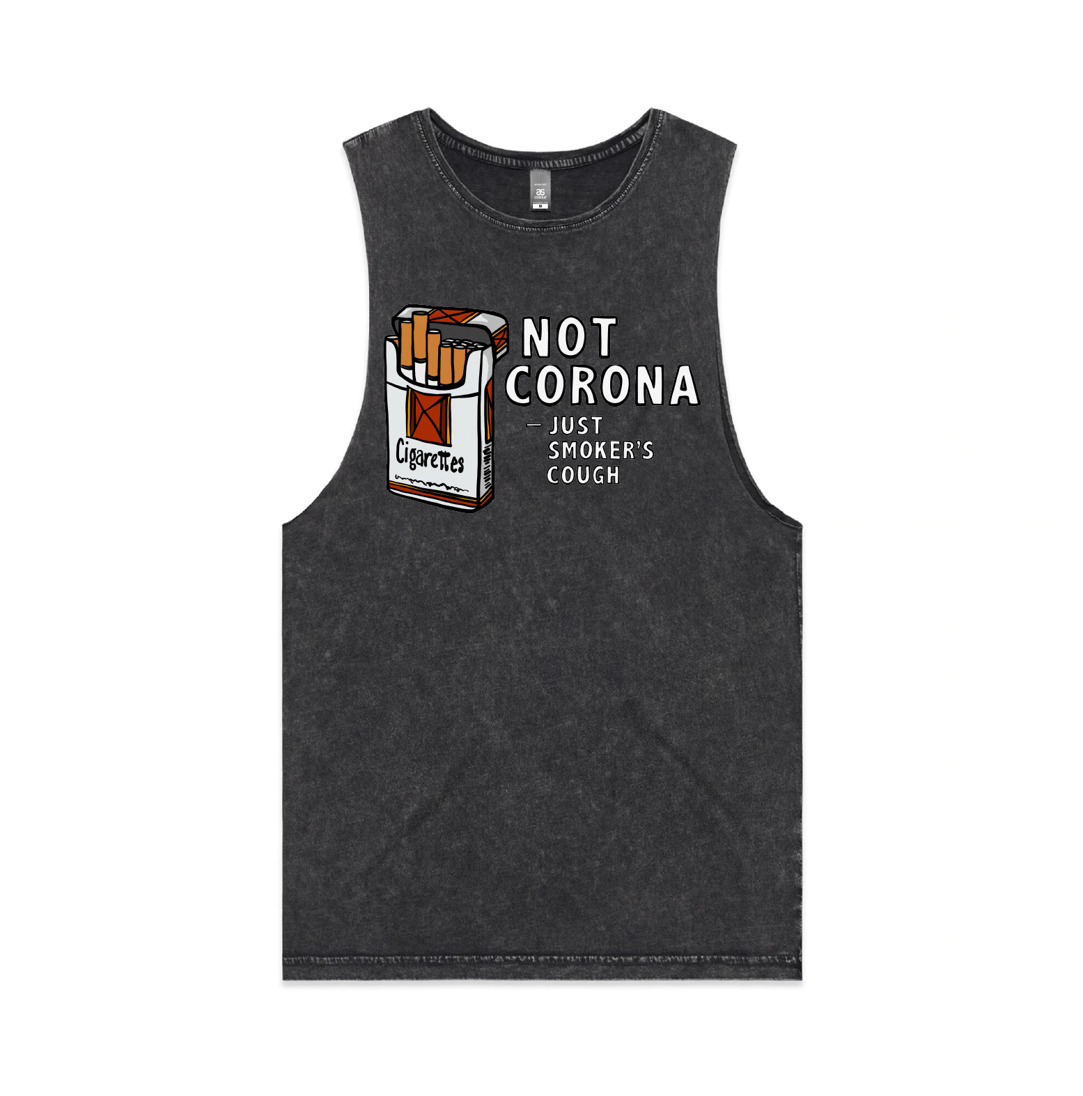 S / Black / Large Front Design Smoker's Cough 🚬 - Tank