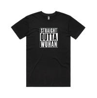 S / Black / Large Front Design Straight Outta Wuhan ✊🏾 - Men's T Shirt