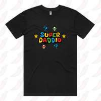 S / Black / Large Front Design Super Daddio ⭐🍄 – Men's T Shirt