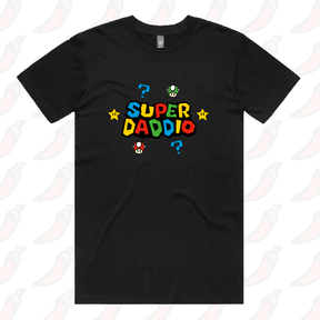 S / Black / Large Front Design Super Daddio ⭐🍄 – Men's T Shirt