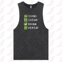 S / Black / Large Front Design Swing Swear Drink Repeat 🏌 – Tank