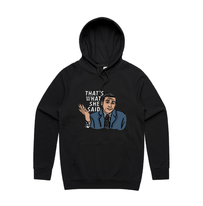 S / Black / Large Front Design That's What She Said 🖨️ - Unisex Hoodie