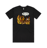 S / Black / Large Front Design This Is Fine 🔥 - Men's T Shirt