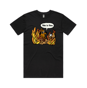 S / Black / Large Front Design This Is Fine 🔥 - Men's T Shirt
