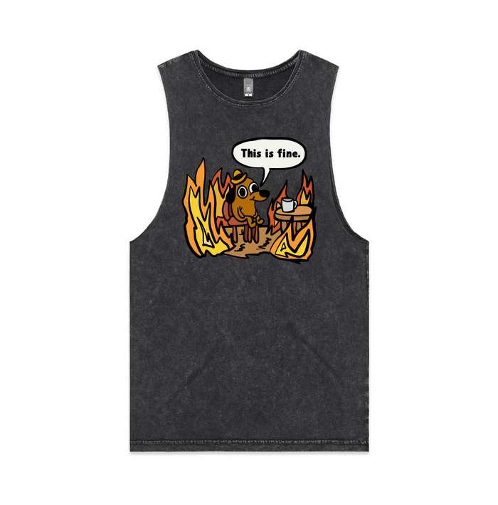 S / Black / Large Front Design This Is Fine 🔥 - Tank