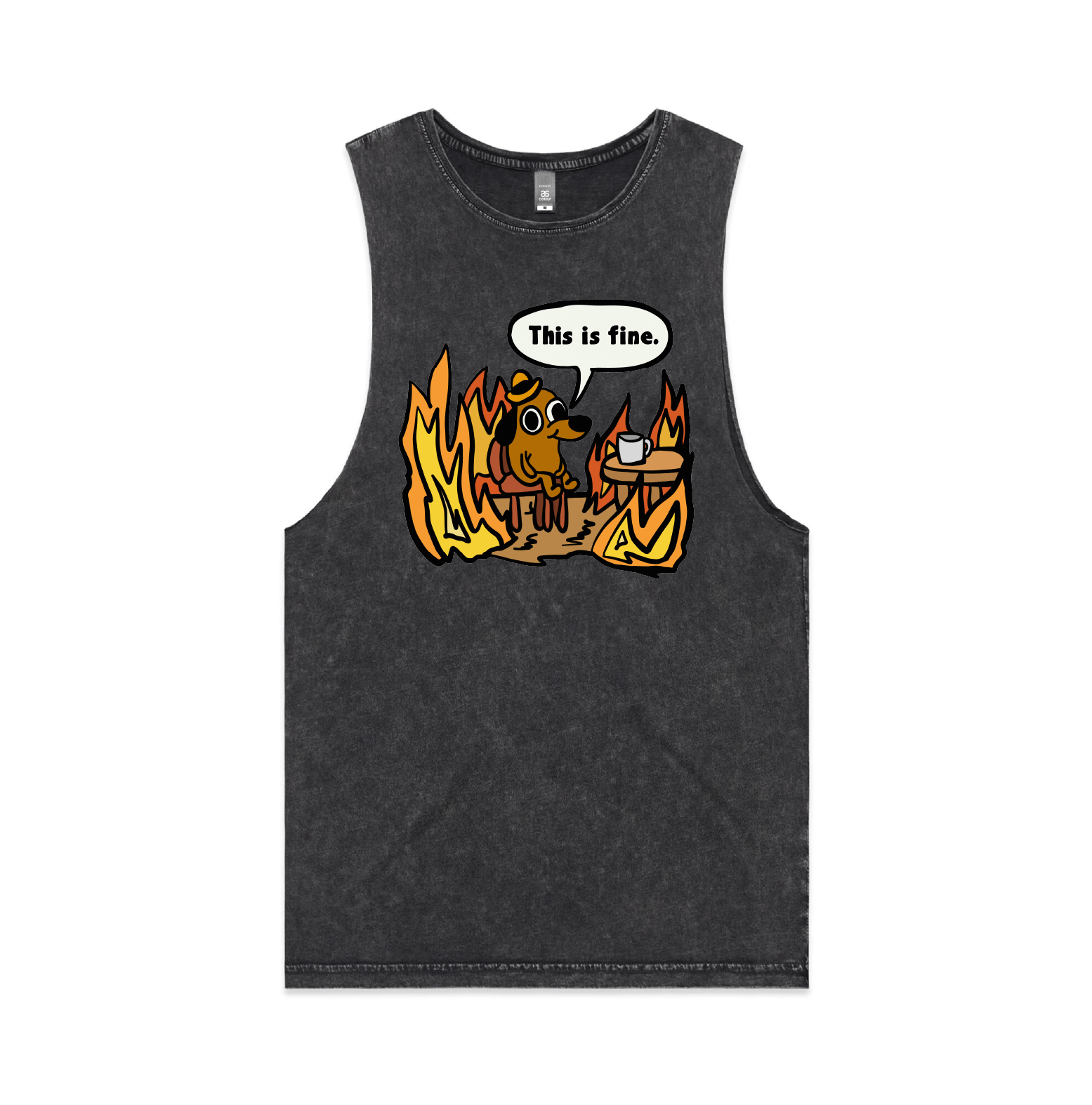 S / Black / Large Front Design This Is Fine 🔥 - Tank