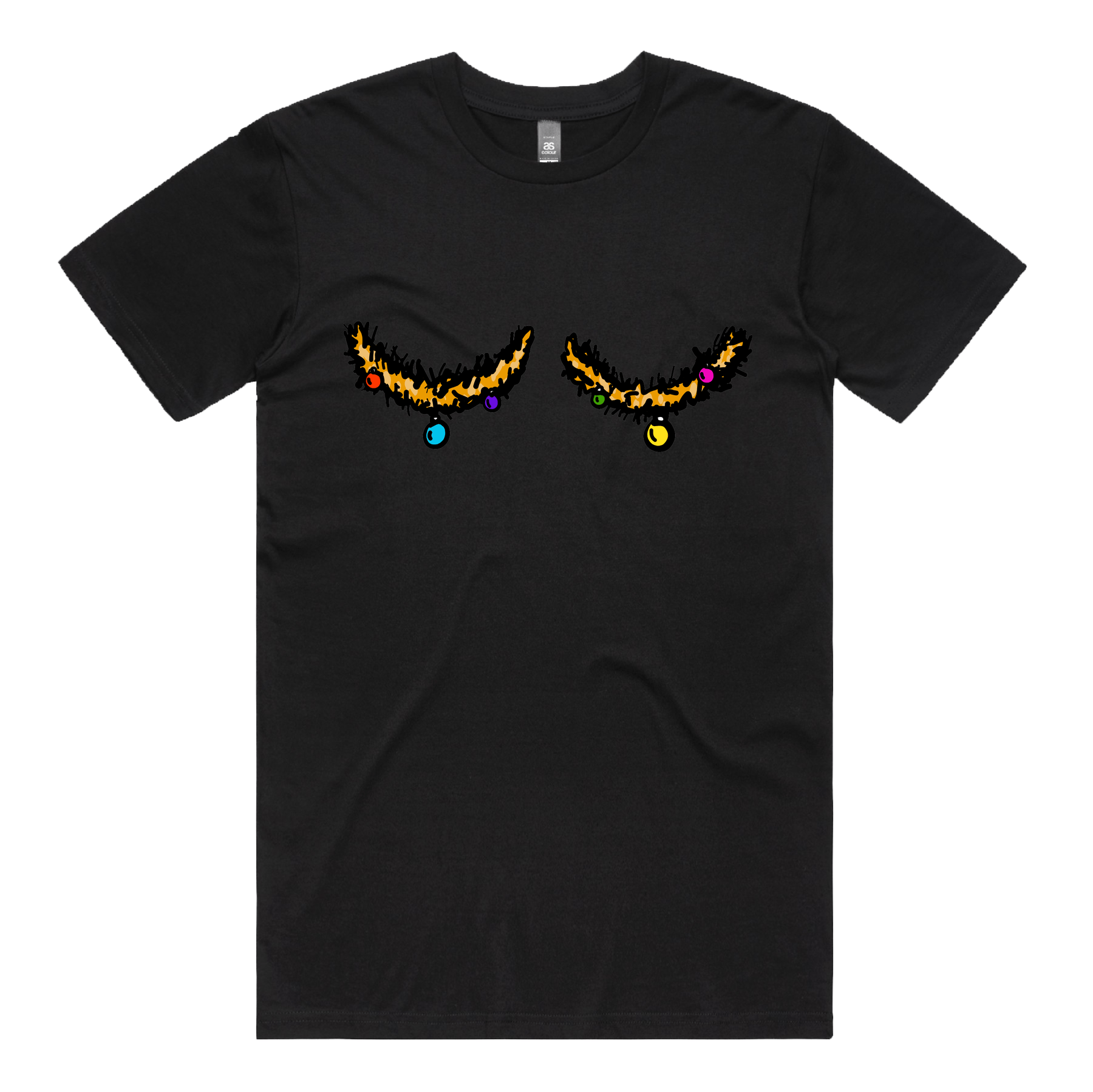 S / Black / Large Front Design Tinsel Tits 🍈🍈🎄 - Men's T Shirt