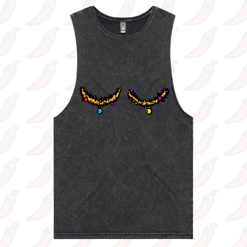 S / Black / Large Front Design Tinsel Tits 🍈🍈🎄 - Tank