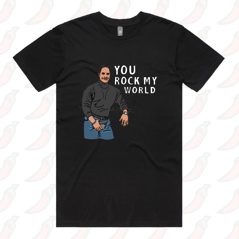 S / Black / Large Front Design U Rock My World 👨🏾 - Men's T Shirt