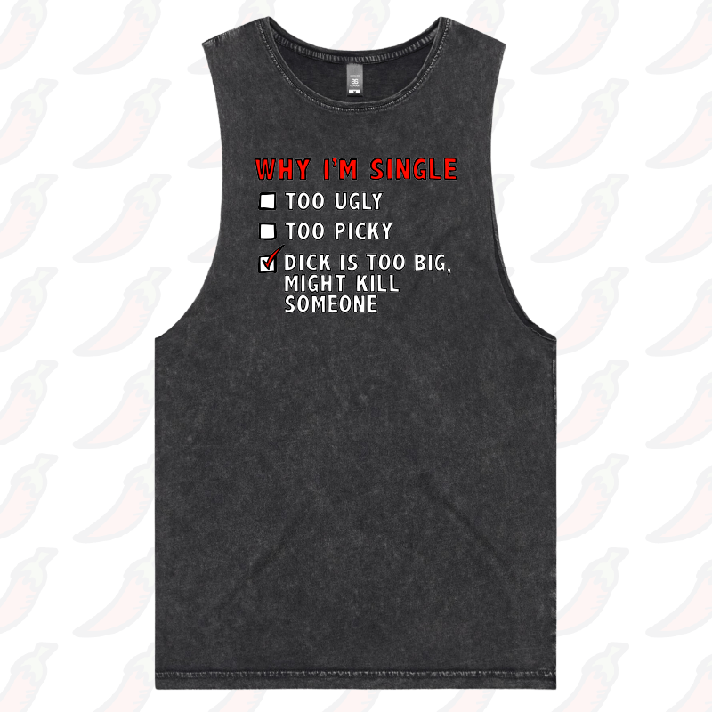 S / Black / Large Front Design Why I’m Single 🍆☠️ - Tank